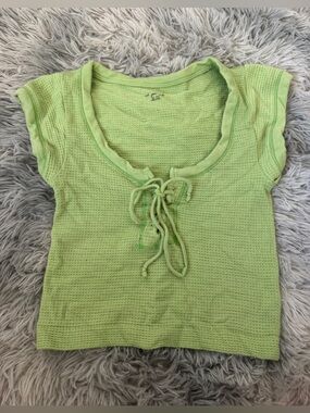 Urban Outfitters Lime Knit Tank with Tie Neck Detail